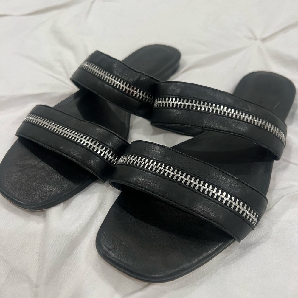Rebecca Minkoff Black Leather Slides